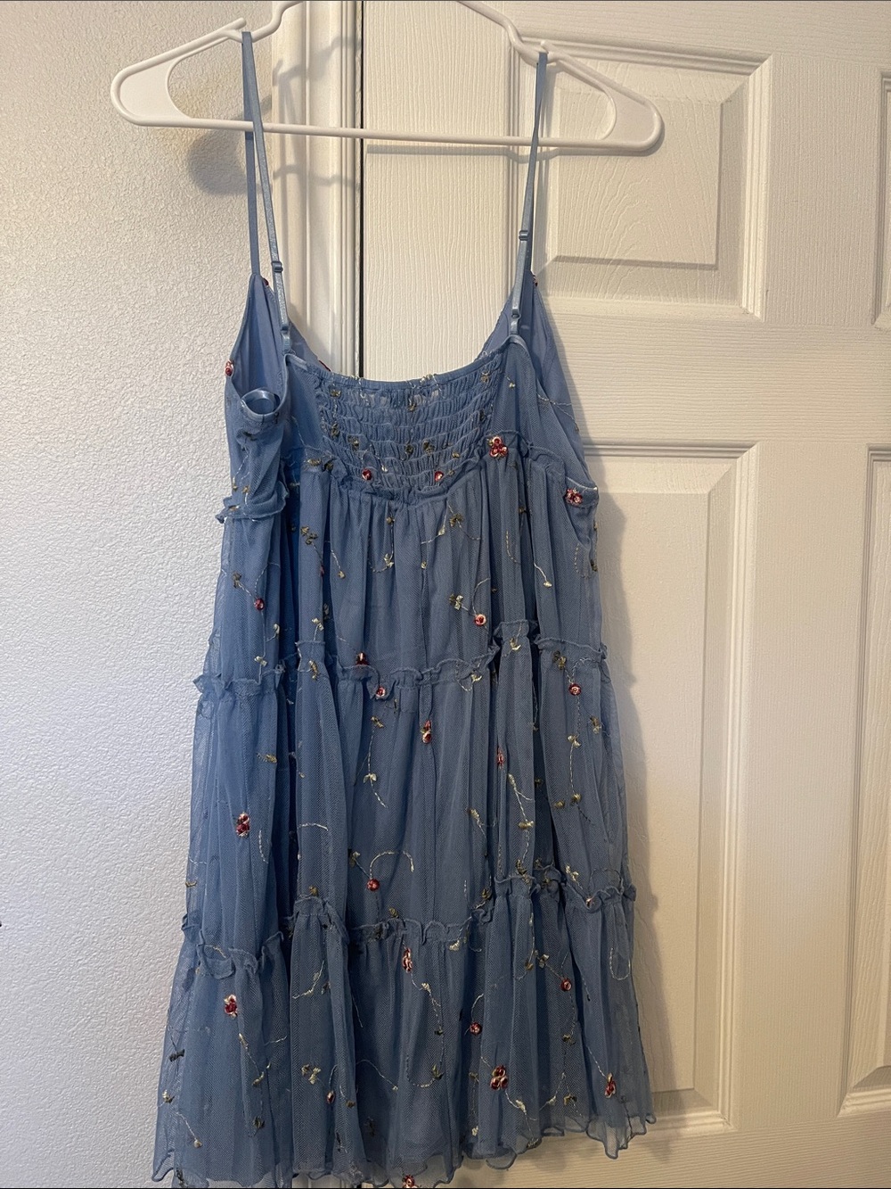 Trixxi Light Blue Embroidered Mesh Dress - Picture 3 of 3